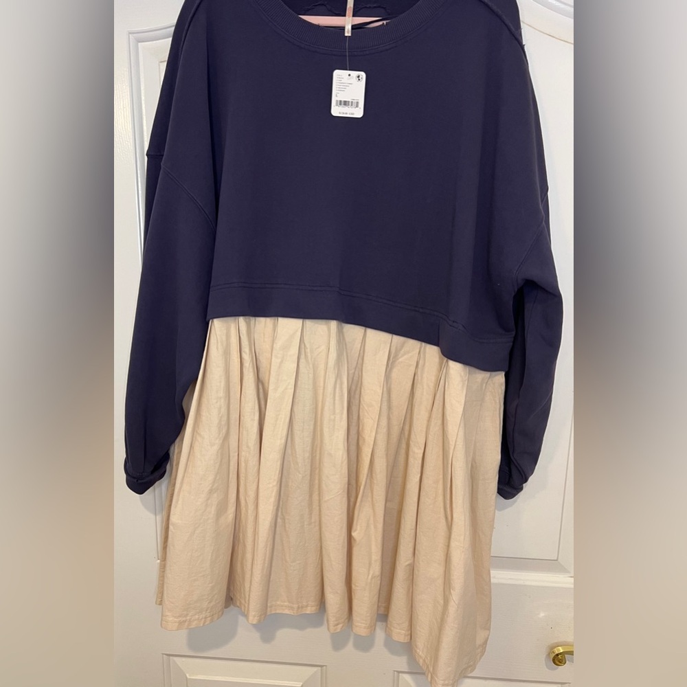NEW Free People Eleanor Sweatshirt Tunic Dress Oversized Cotton Women’s SZ L NWT - Picture 3 of 12